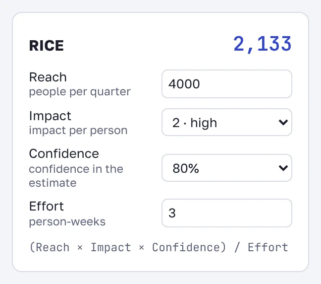 The RICE box on an idea page
