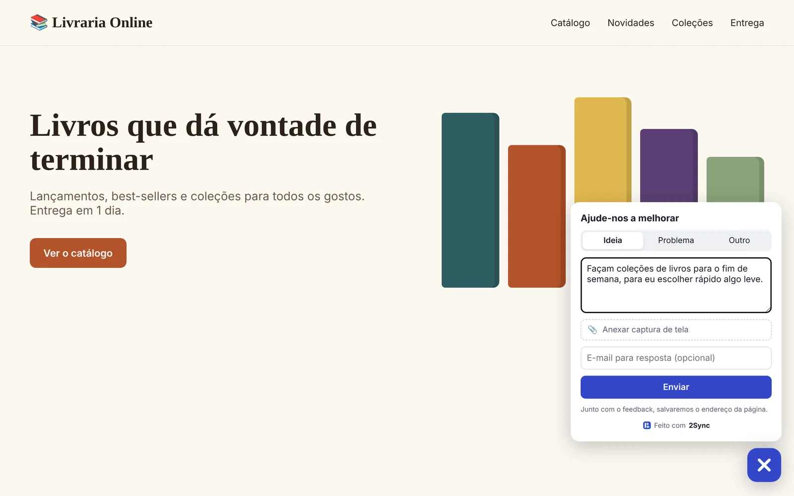 O widget de feedback em uma loja online