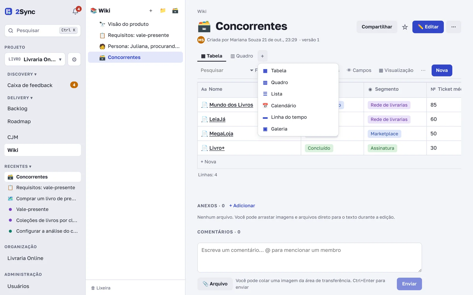 Adicionando uma visualização ao banco de dados